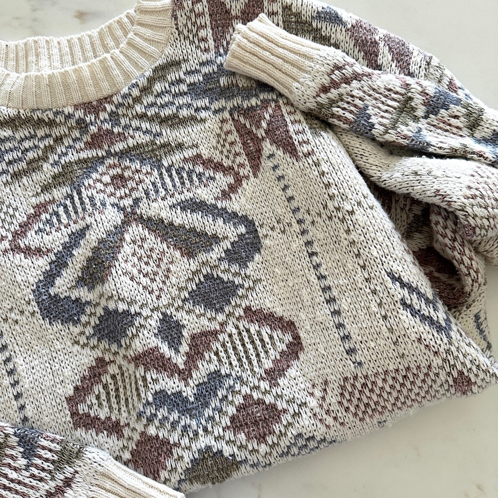 Vintage Waterfront Workshop 90’s Cable Knit Patterned Sweater